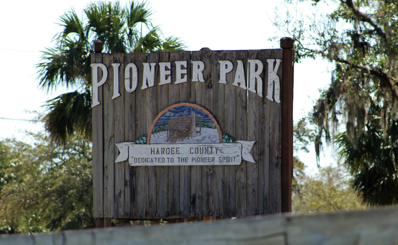 Pioneer Park sign in Hardee County, Florida